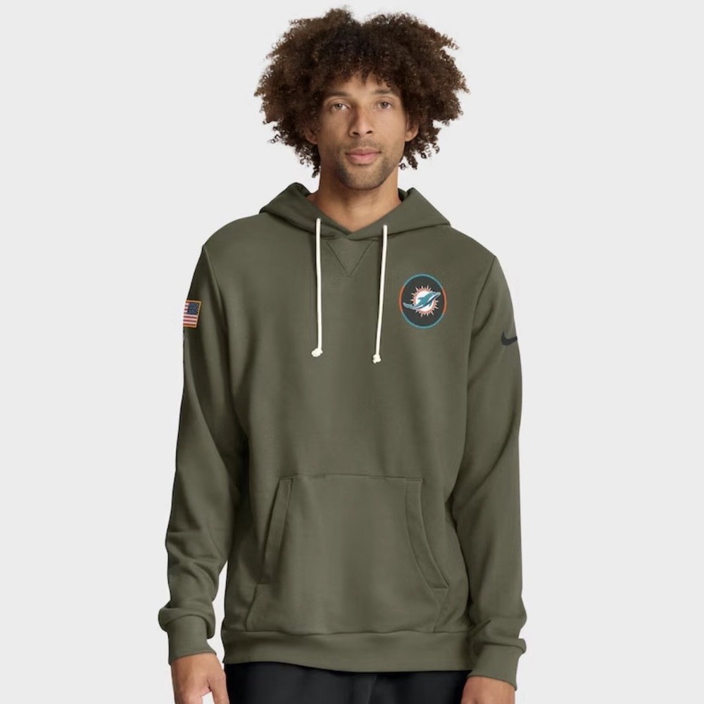 Nike Miami Dolphins Salute to Service Olive Pullover Hoodie Men's Small‎ New